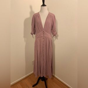 NWOT Free People Love Of My Life Midi Dress Dusty Rose looks more lavender Large
